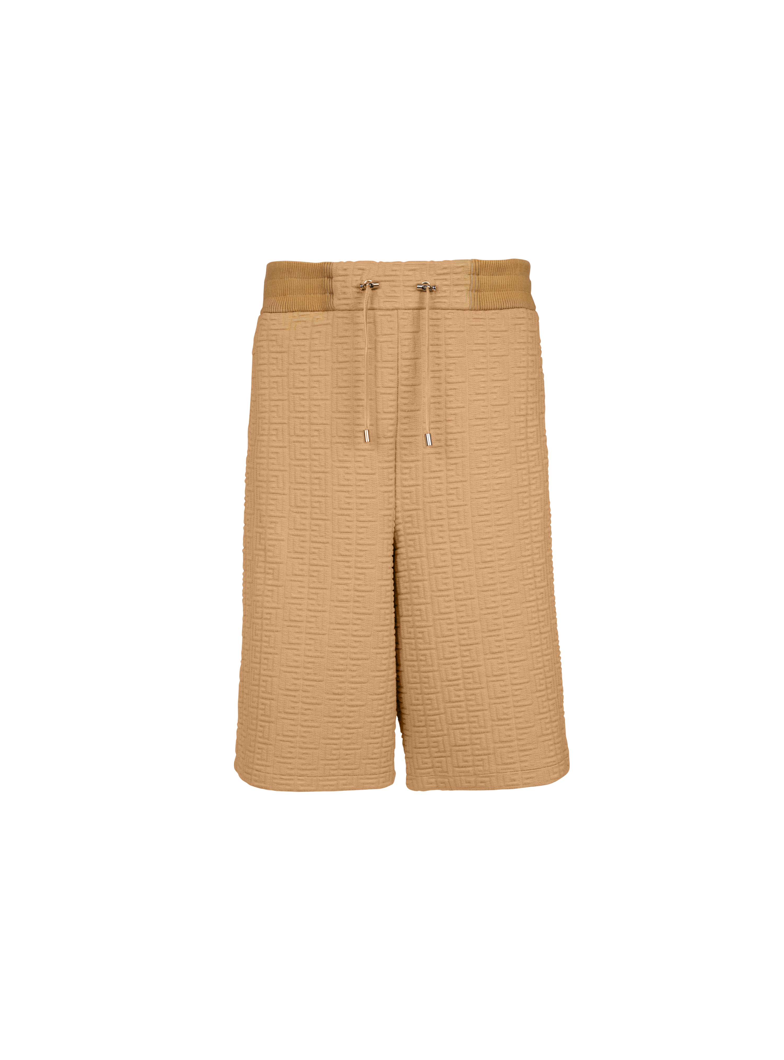 Bermuda shorts with embossed Balmain monogram, brown