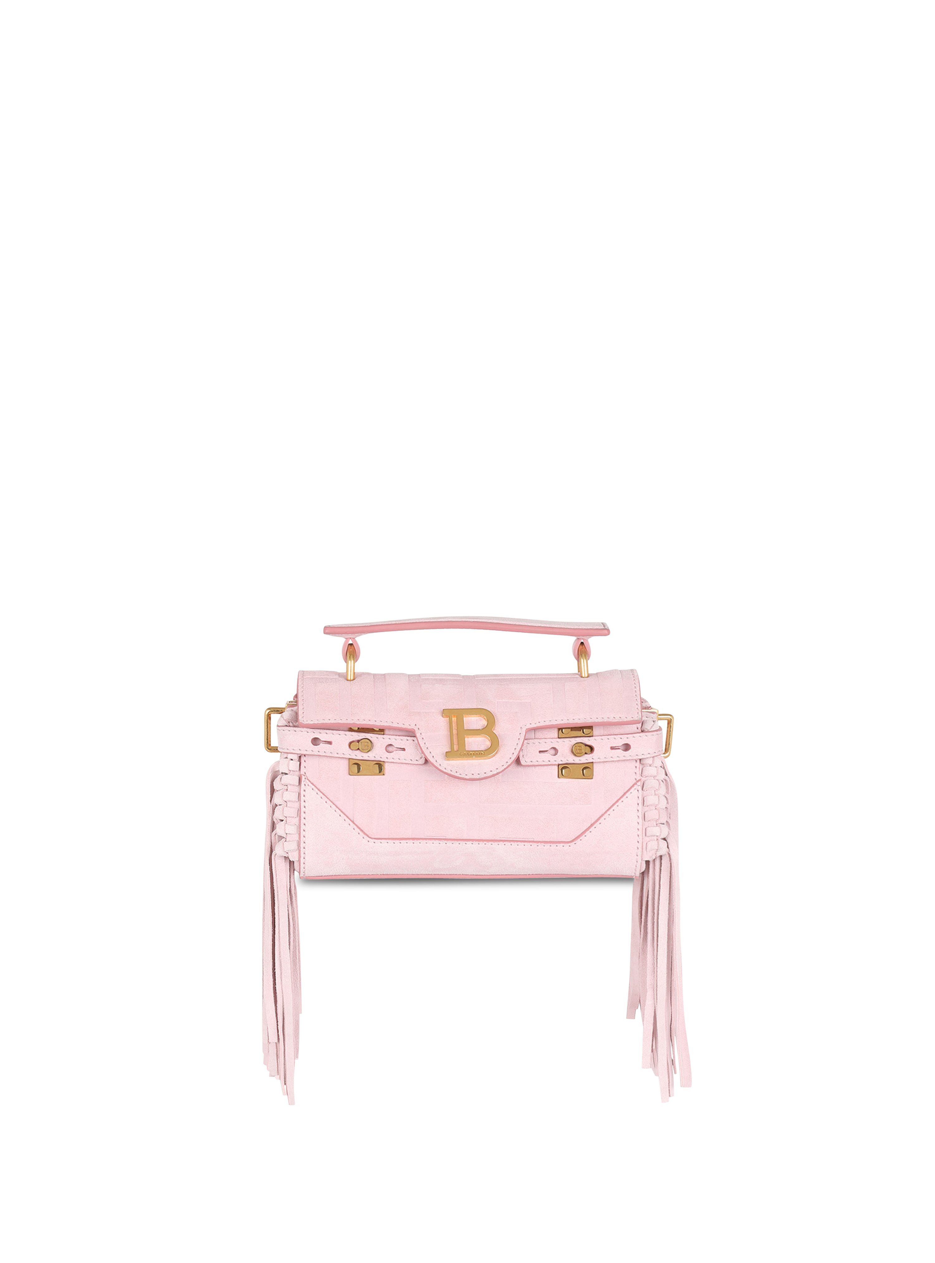 Suede B-Buzz 19 bag with fringe, pink