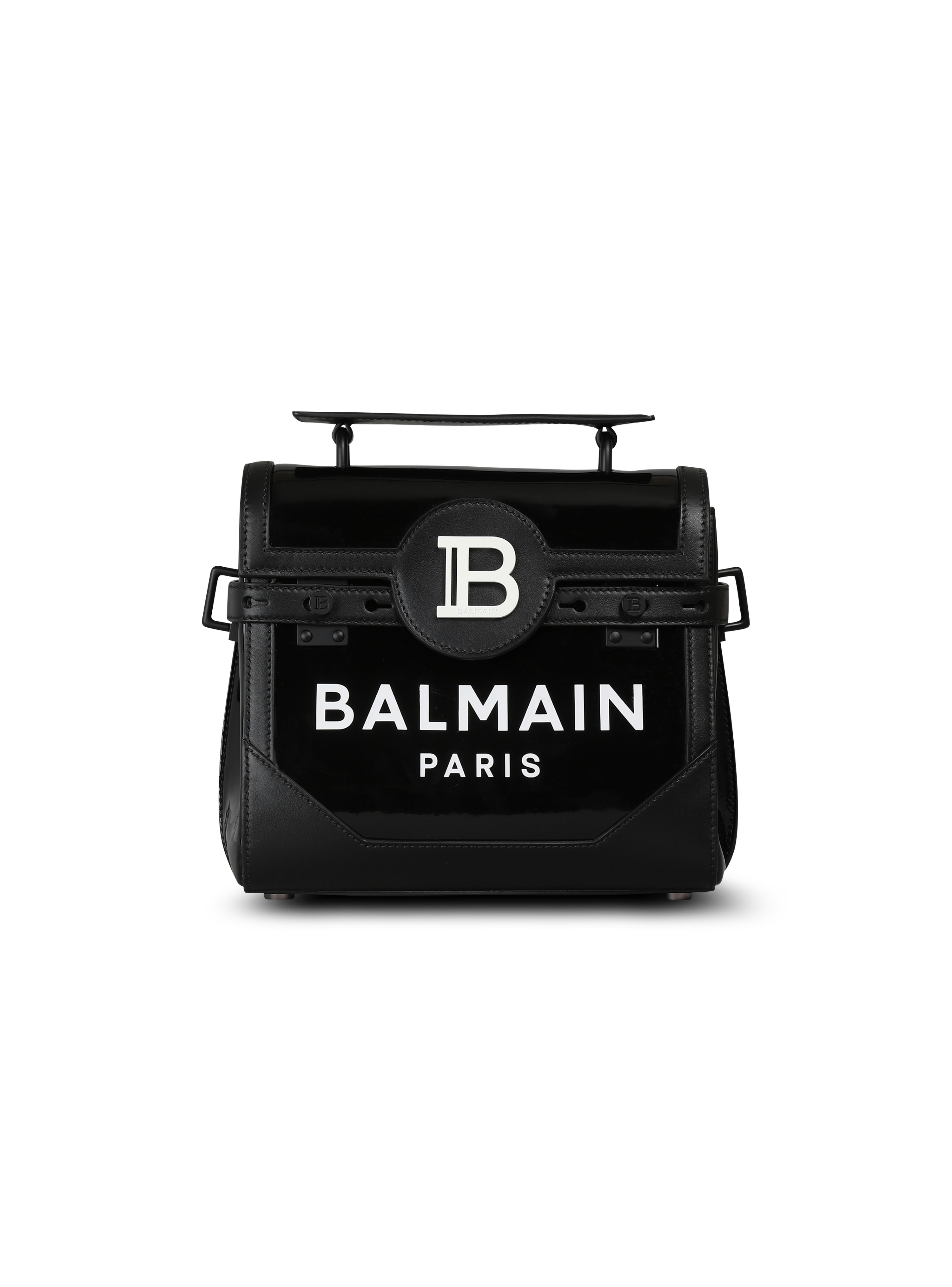 B-Buzz 23 vinyl bag with Balmain Paris logo, black