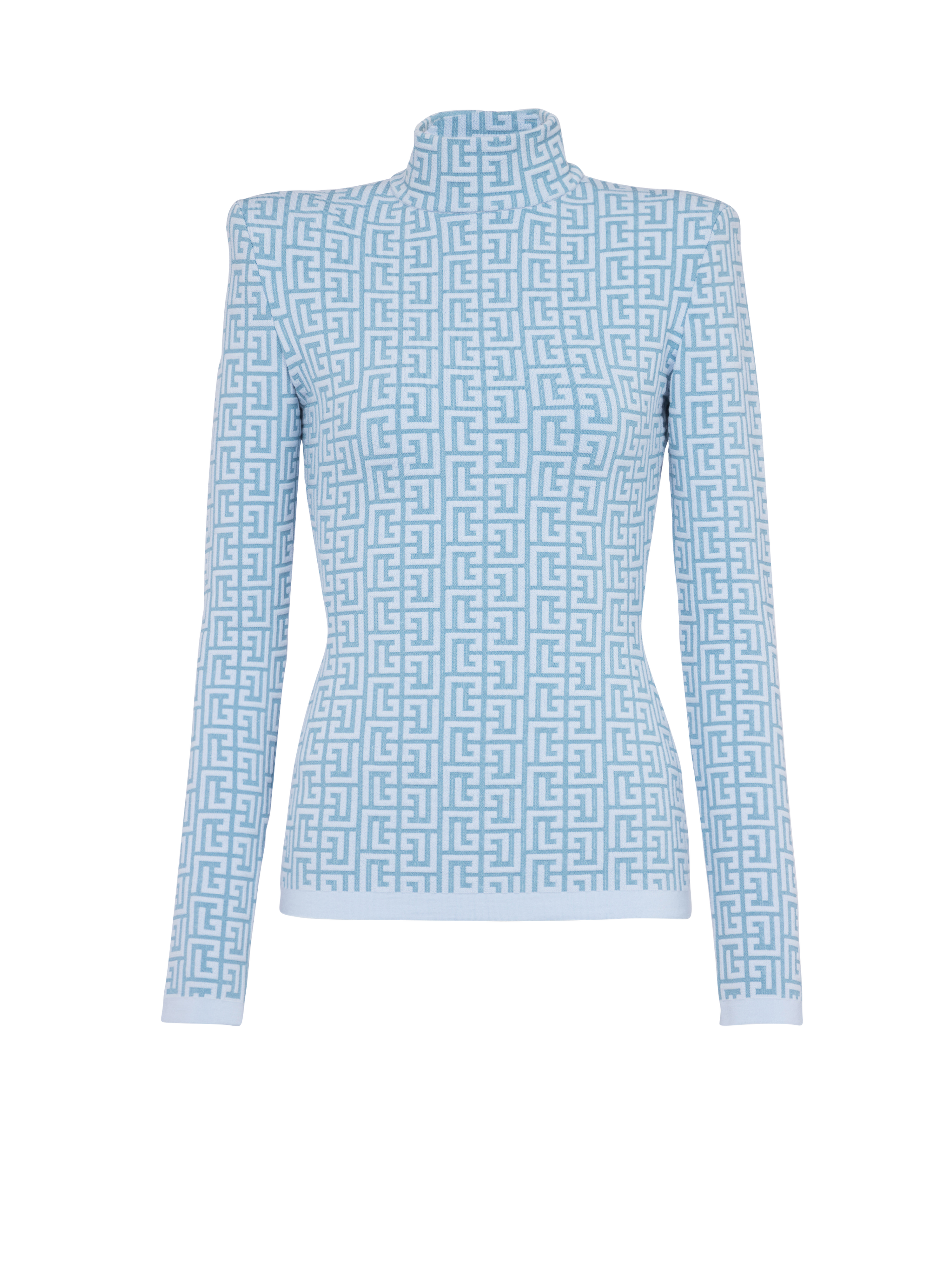 Knit sweater with Balmain monogram, blue