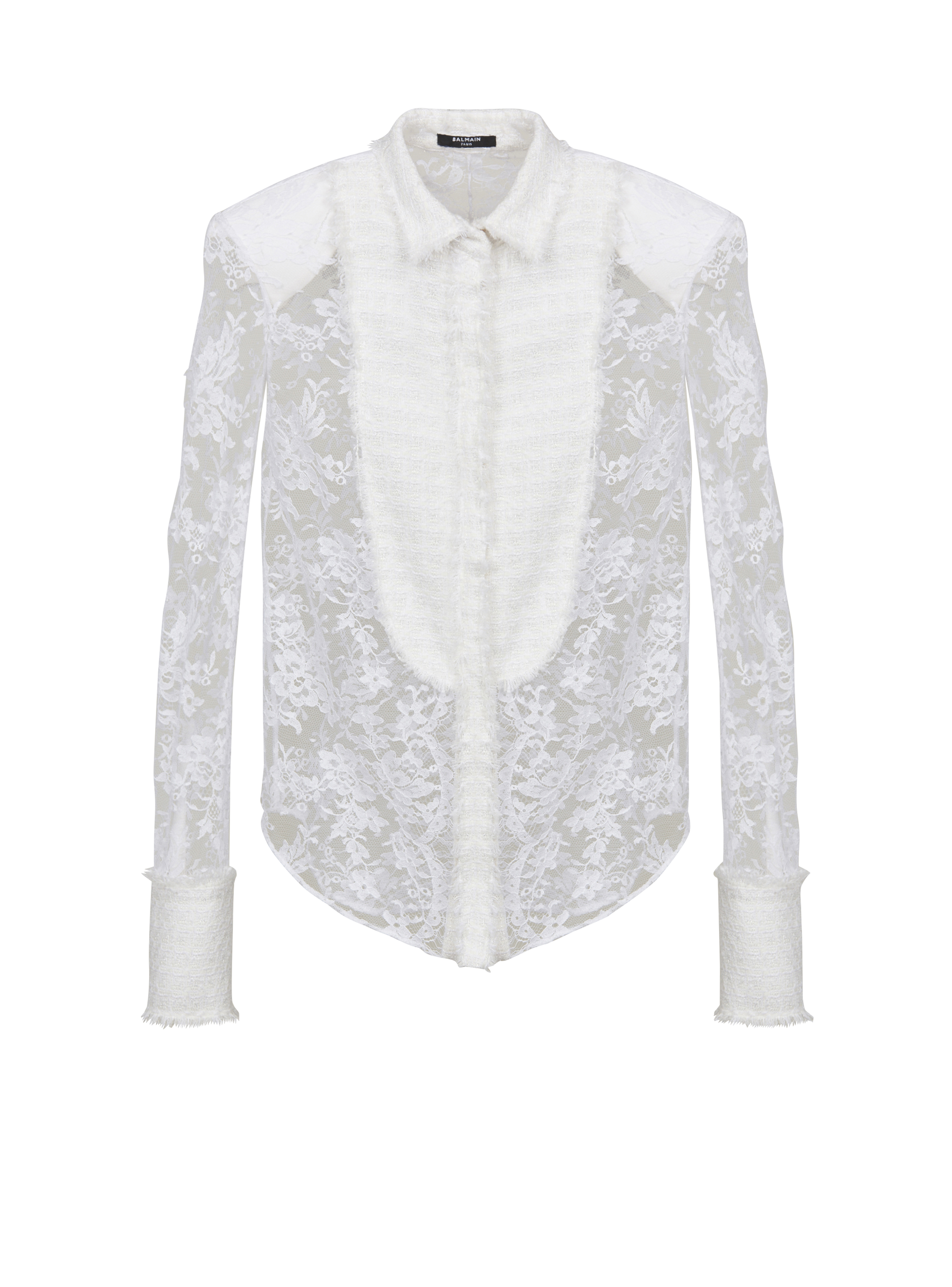 Cotton and lace top, white