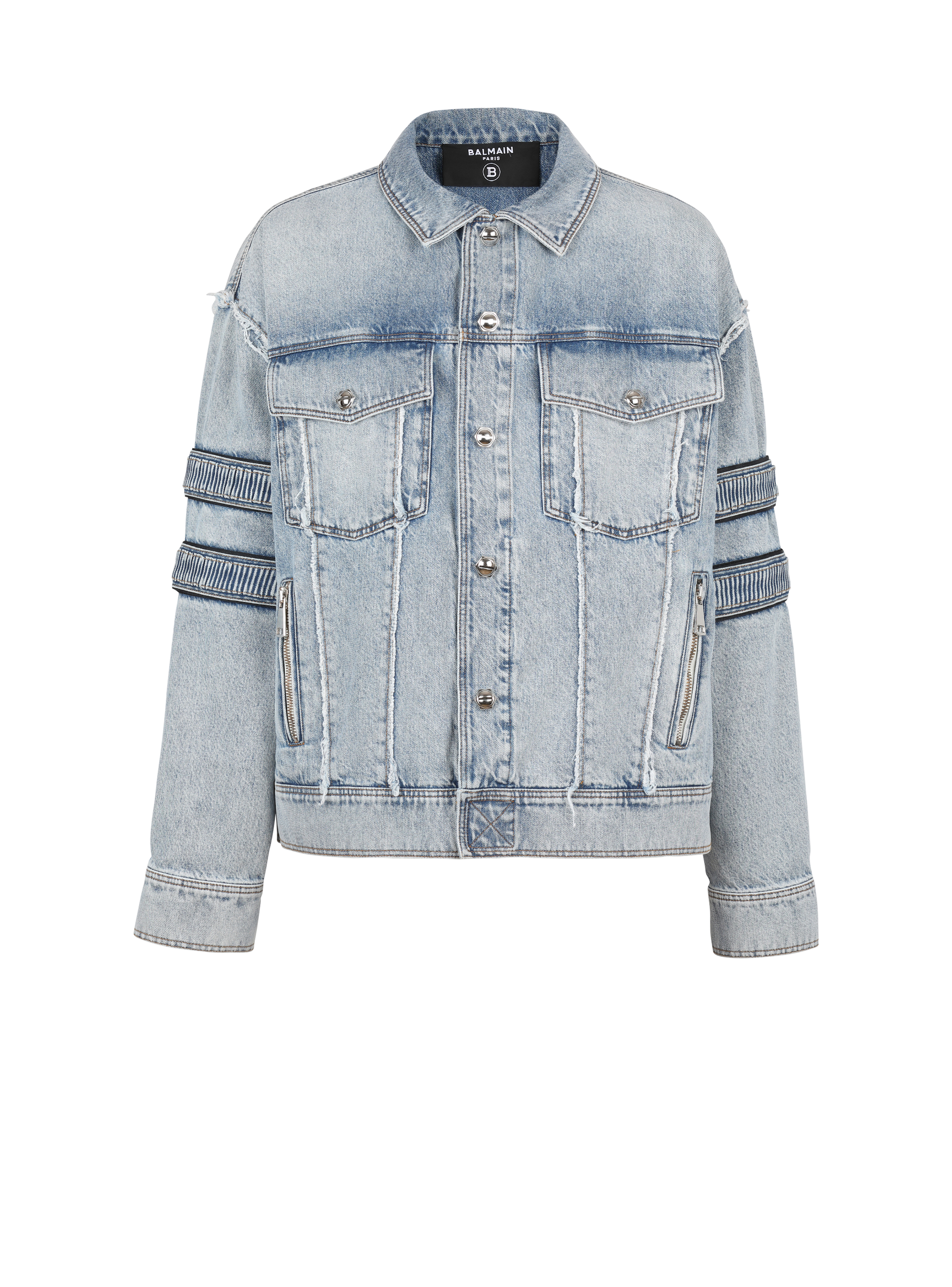 Denim jacket with velcro stripes, blue