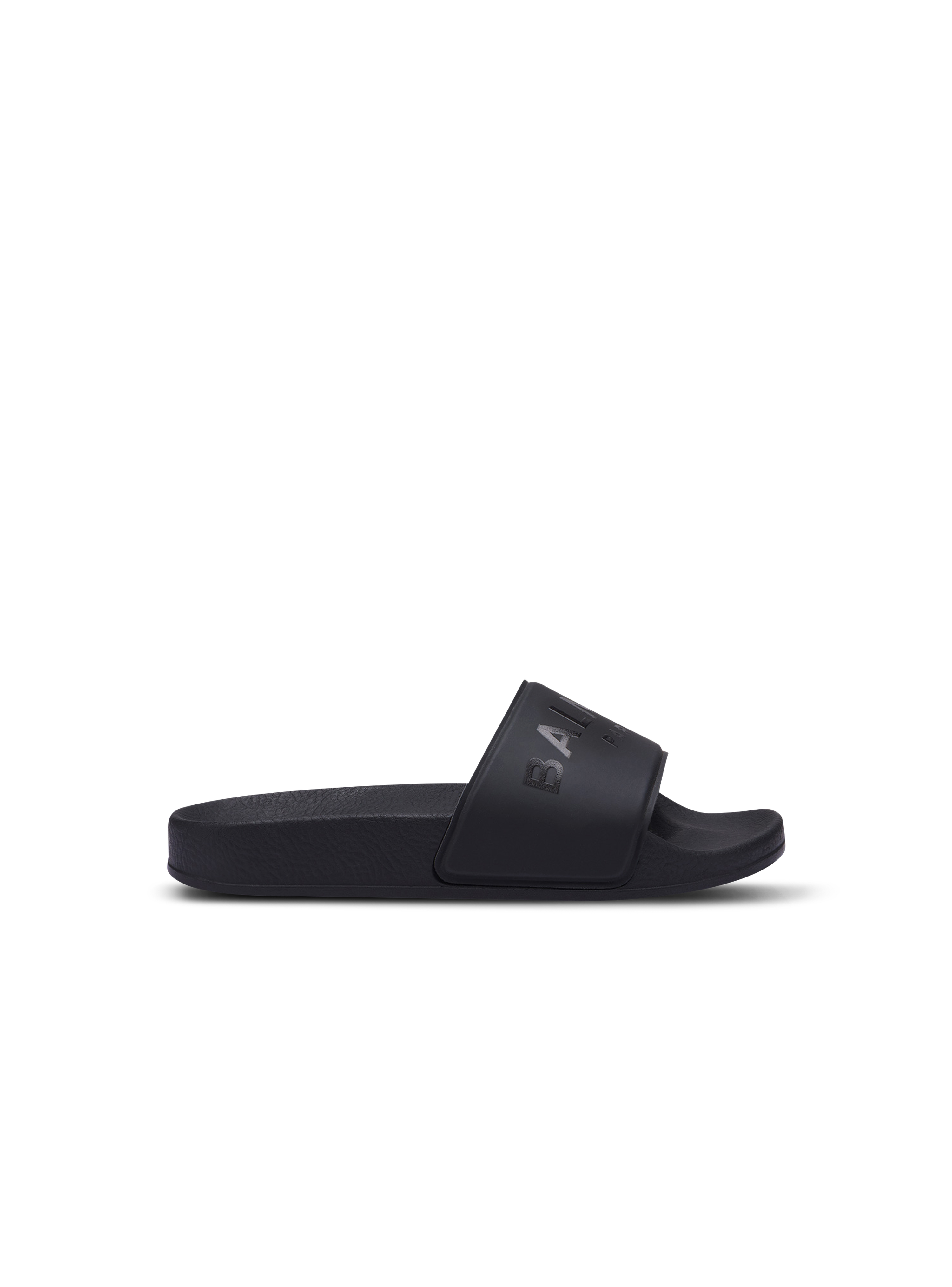 Sandals embossed with white Balmain logo, black