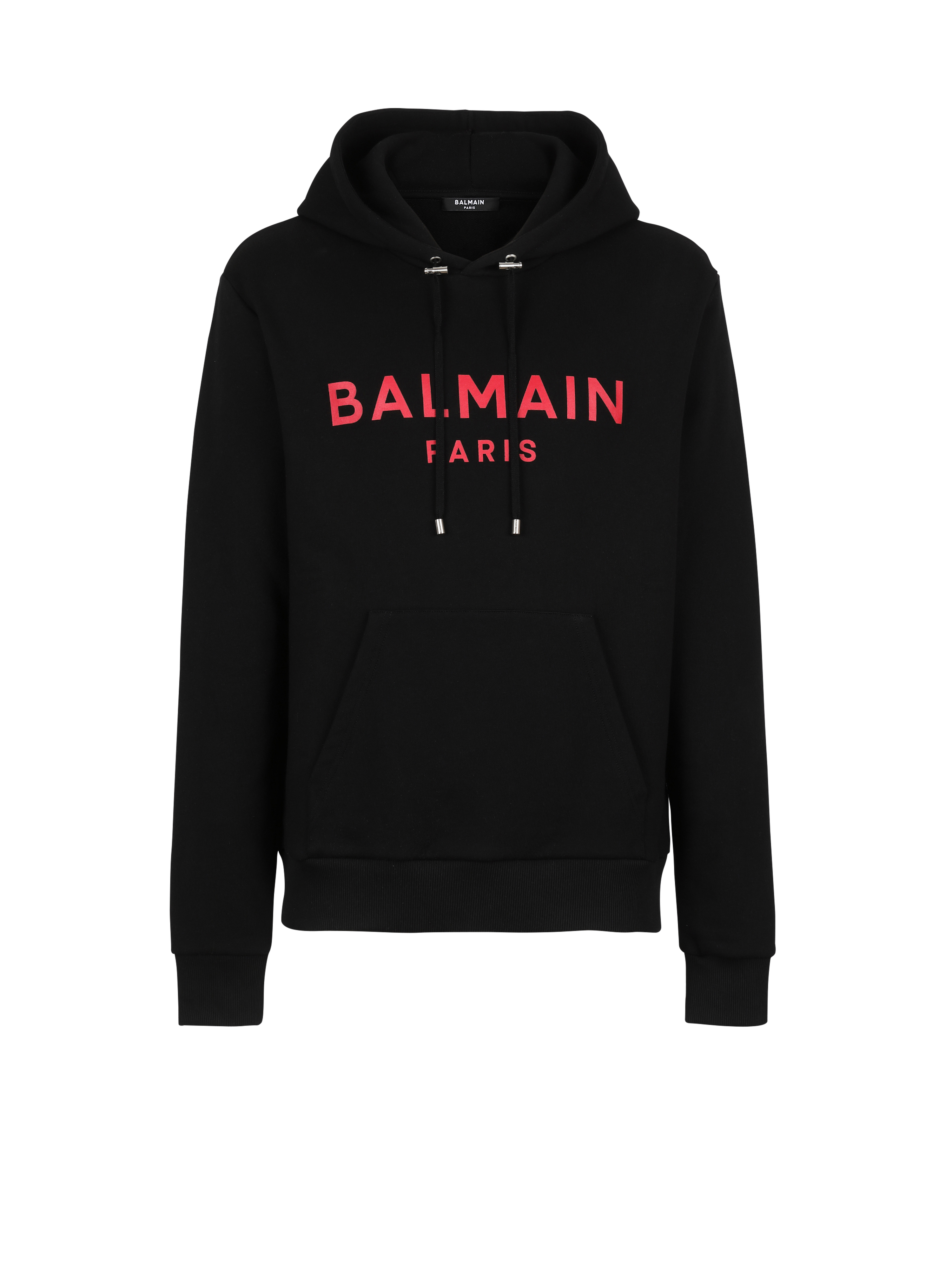 Cotton sweatshirt with Balmain Paris logo print, black