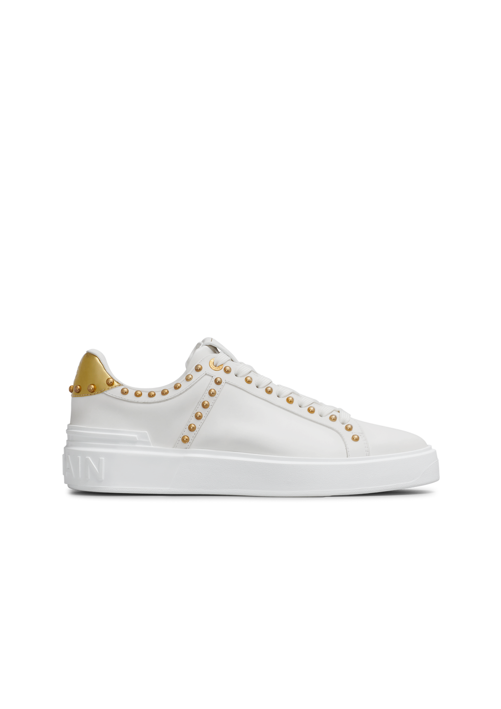 B-Court studded leather trainers, white, hi-res