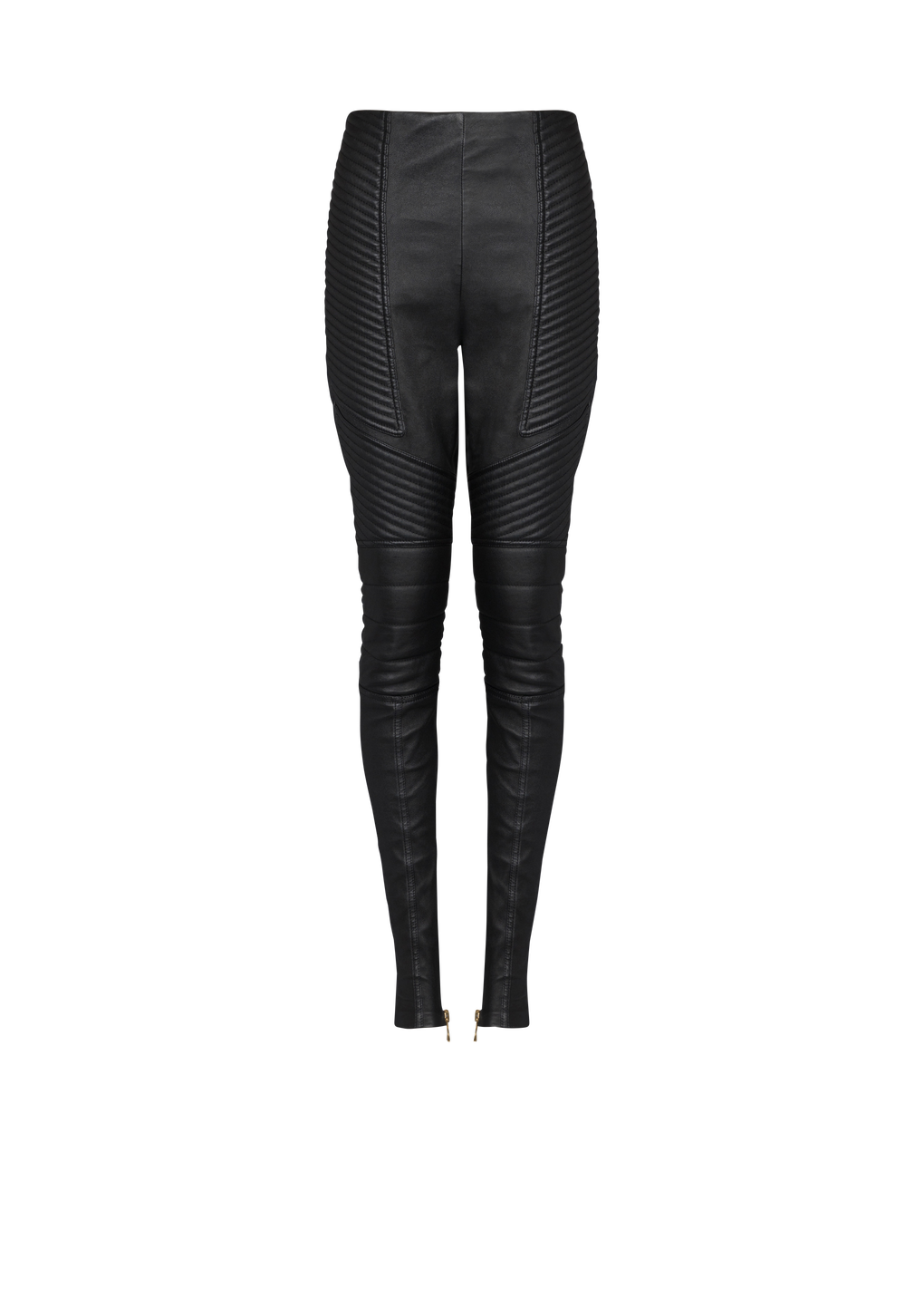Slim-fit leather trousers, black, hi-res