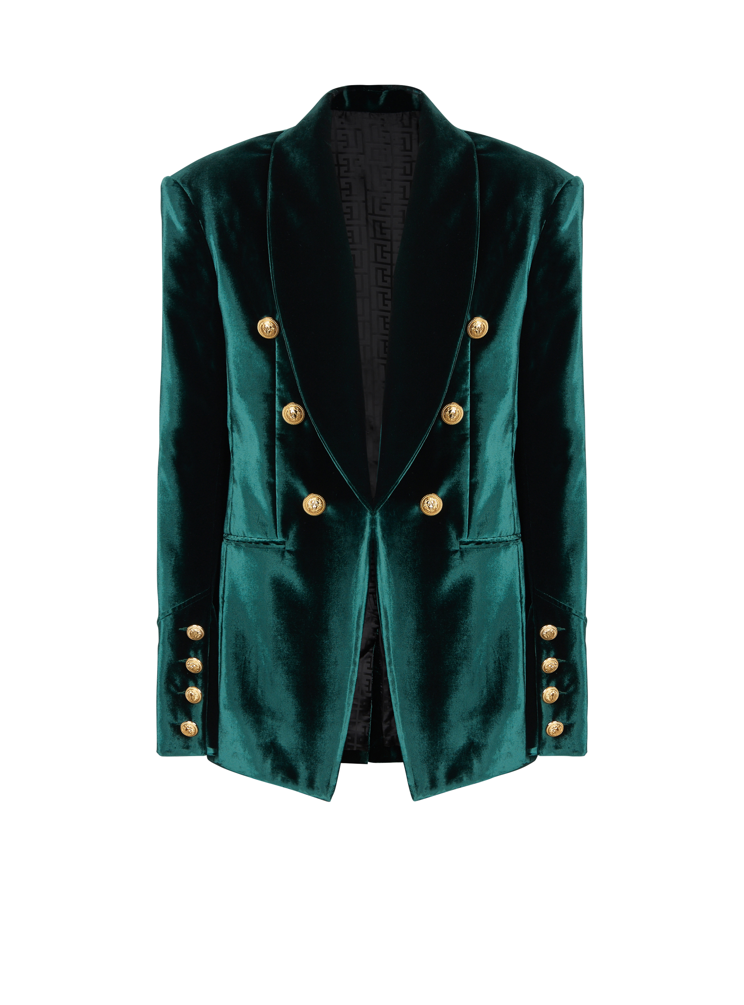 Velvet blazer with monogram lining, green